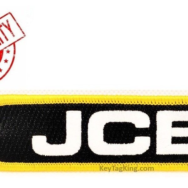 JCB TRACTOR Construction Embroidery Keychain Highest Quality Double Sided Embroider Fabric key tag, exclusive product, jet tag