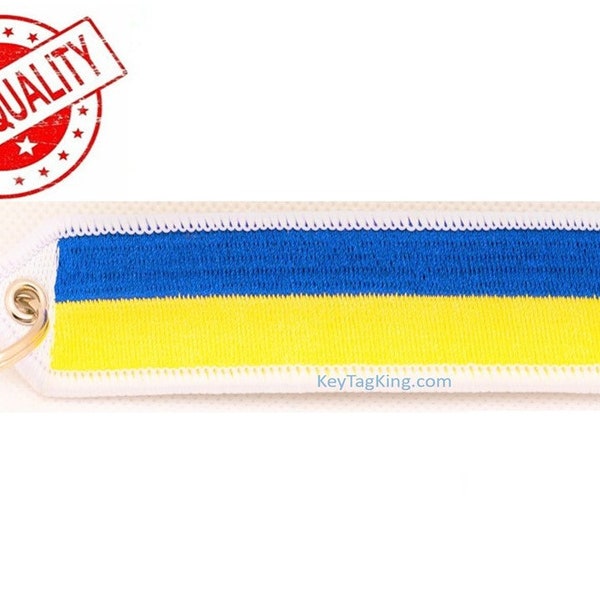 Ukraine Ukrainian Flag Embroidery Keychain Highest Quality Double Sided Embroider Fabric key tag, exclusive product