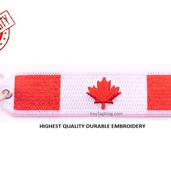 Maple Leaf Embroidery Keychain CANADA FLAG Highest Quality Double Sided Embroider key tag CANADIAN Toronto Montreal Vancouver Edmonton