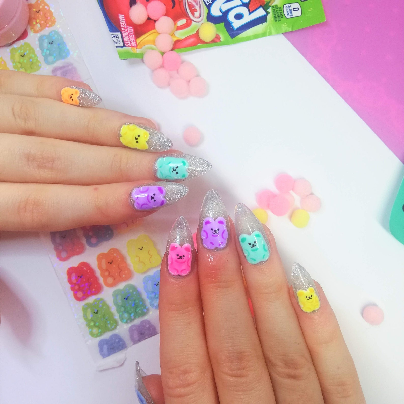 Gummy Bear Press On Nails Clear fake nails Hand Painted Etsy
