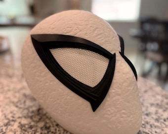 Anti-Venom PS5 Helmet 3D Printed Spider-Man 2 Cosplay Mask - Wearable Adult Size with Removable Eyes - Textured White Symbiote