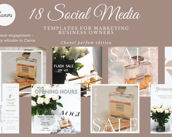 18 Social Media Templates, Instagram Posts, Canva Templates, Social Media Pack, Marketing