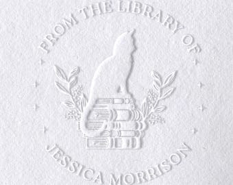 Cat Lover Gift, Library of Stamp or Embosser, Animal Stamp, Custom Library Stamp, Personalised Book Stamp, Melbourne Made, Book Lover Gift