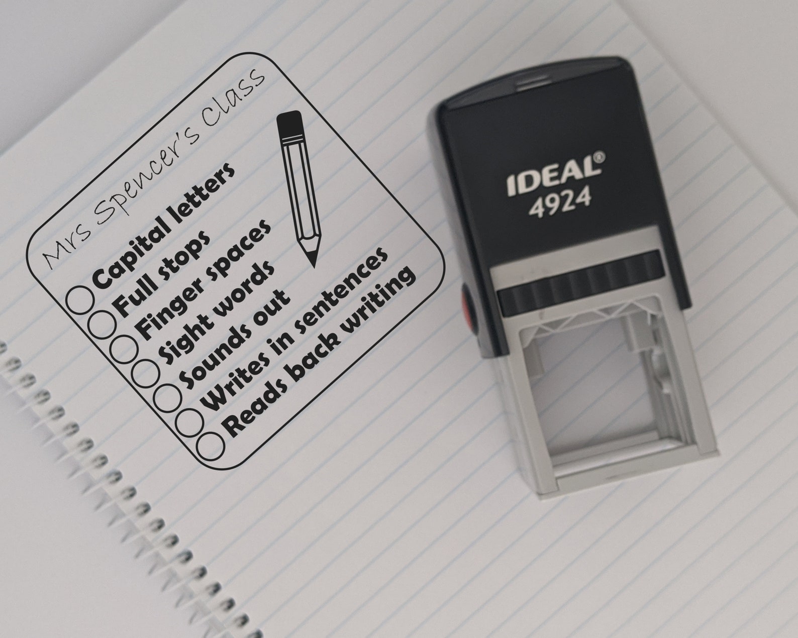Teacher Writing Checklist Stamp, Writing Checklist Stamp, Custom