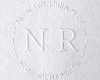 Personalized Embosser – From the Library of  40mm Round Book Stamp Custom