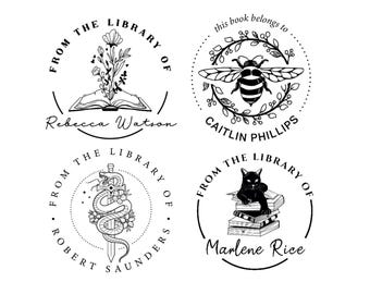 Personalized Book Embosser or Stamp: Ex Libris Custom Bookplate