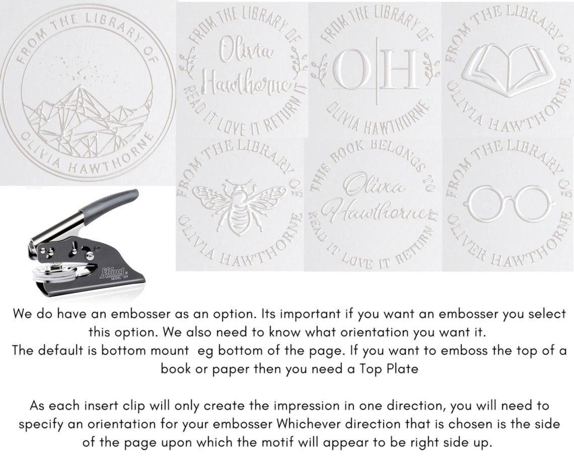 Book Embosser MADE IN MELBOURNE 20 Designs Personalised Etsy Australia