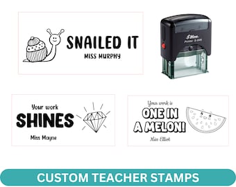 Cute Teacher Stamps, Personalised Teacher Stamp, Check By Stamp, Custom Teacher Stamp, Assisted by Teacher Stamp, Marking Stamp