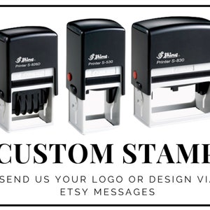 Custom Rubber Stamp - Personalised Stamp - Logo Business Stamp - Self Inking Rectangle or Round Designs