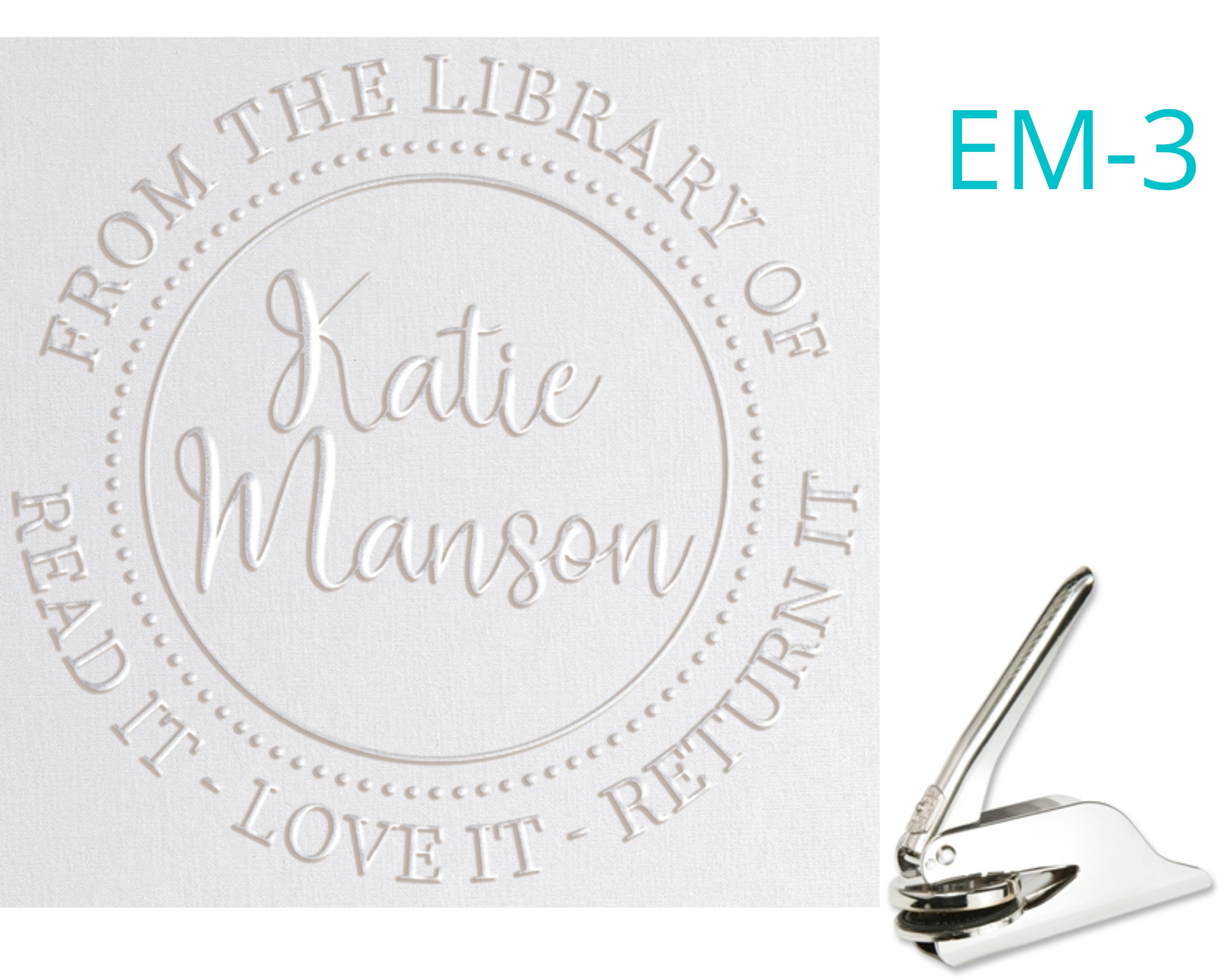 Library Book Embosser Custom with your details and choice of Etsy