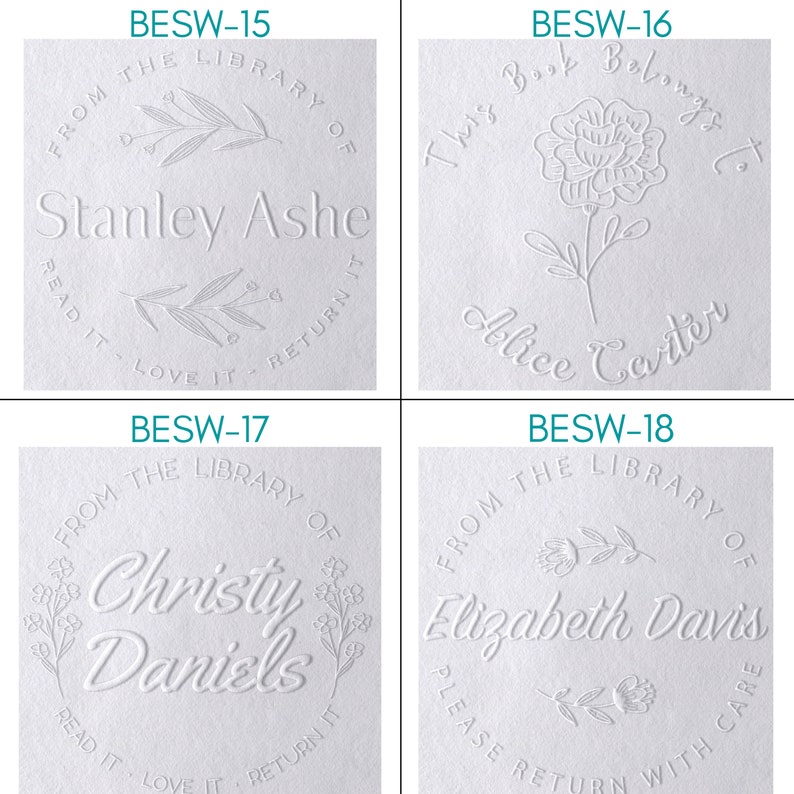 Puede incluir: Cuatro tarjetas cuadradas blancas con texto negro y un dise&ntilde;o decorativo. El texto en las tarjetas dice "BESW-15", "BESW-16", "BESW-17" y "BESW-18". Cada tarjeta tiene un dise&ntilde;o diferente. La primera tarjeta tiene un dise&ntilde;o de hojas, la segunda tarjeta tiene un dise&ntilde;o de flores, la tercera tarjeta tiene un dise&ntilde;o de hojas con un c&iacute;rculo alrededor del texto y la cuarta tarjeta tiene un dise&ntilde;o de flores con un c&iacute;rculo alrededor del texto.