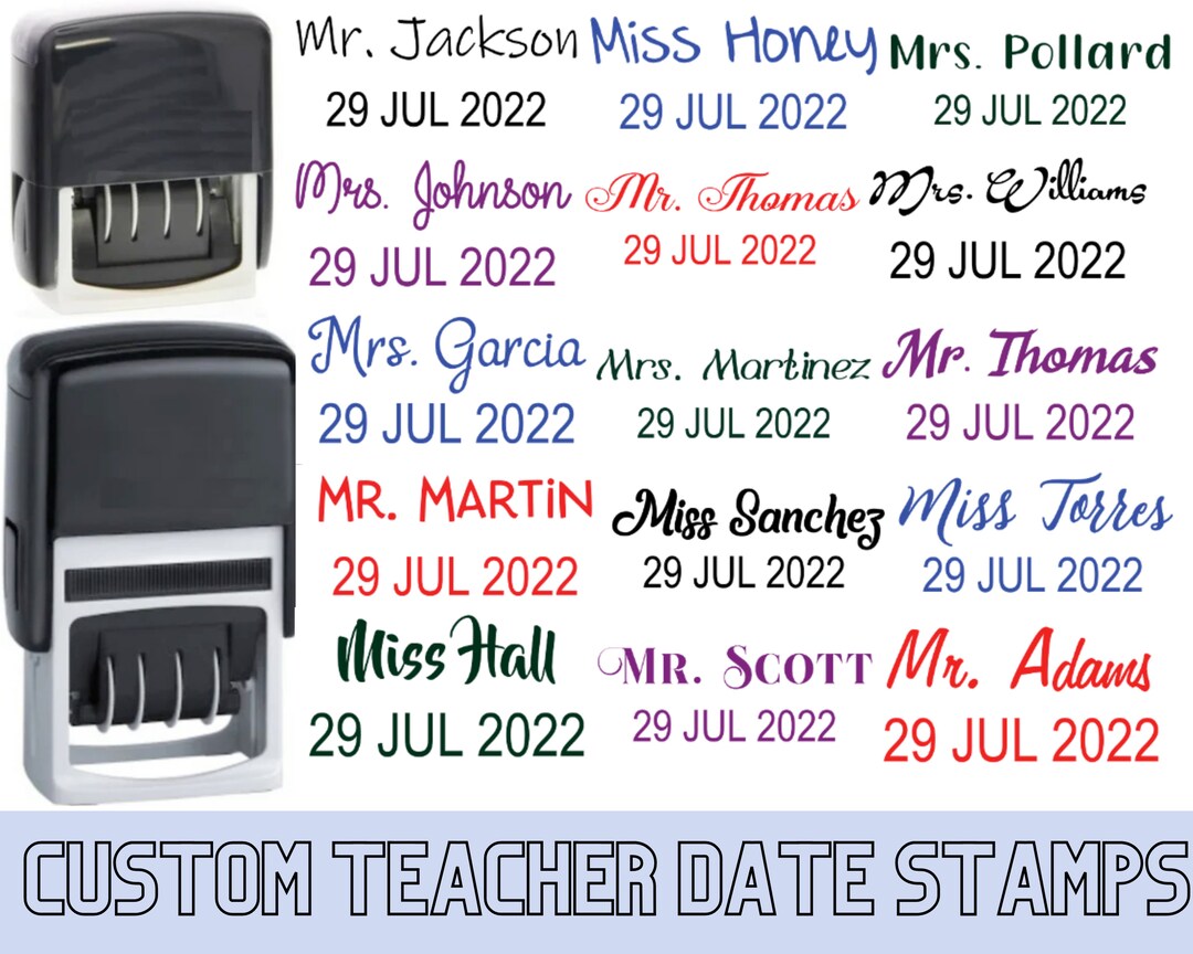 Teacher Date Stamp, Personalised Name and Date Stamp, Custom Teacher