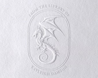 Grabador de libros Dragon Library: sello personalizado, regalo literario