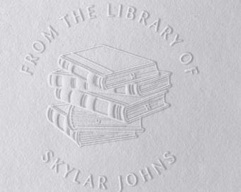 Personalised Book Lover Gift Embosser | Monogram Book Stamp Embosser | Rubber Stamp, Self Inking Stamp or Embosser