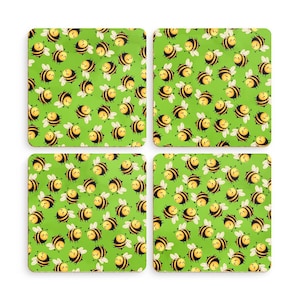 Coasters Fun Bees x 4 | Nature | Gardening | Gifts