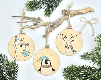 Wooden Christmas Bauble set
