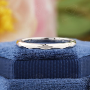 Platinum Wedding Band Platinum Anniversary Gift Platinum Ring 2mm Wide Faceted Platinum Wedding Eternity Band 14K/18K Solid White Gold Band