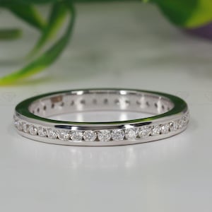 Full Eternity 1.70 MM Round Cut Lab Grown Diamond Band, Channel Set Band, Conflict Free Wedding Band, Stacking Band Ring, Bridal Ring Set