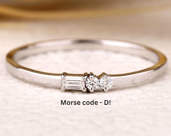 D-Letter Made to Order Morse Code Ring | Ethical Lab Diamond Band | Custom Initial Stacking Ring in Gold or Silver | Hidden Message | Gifts