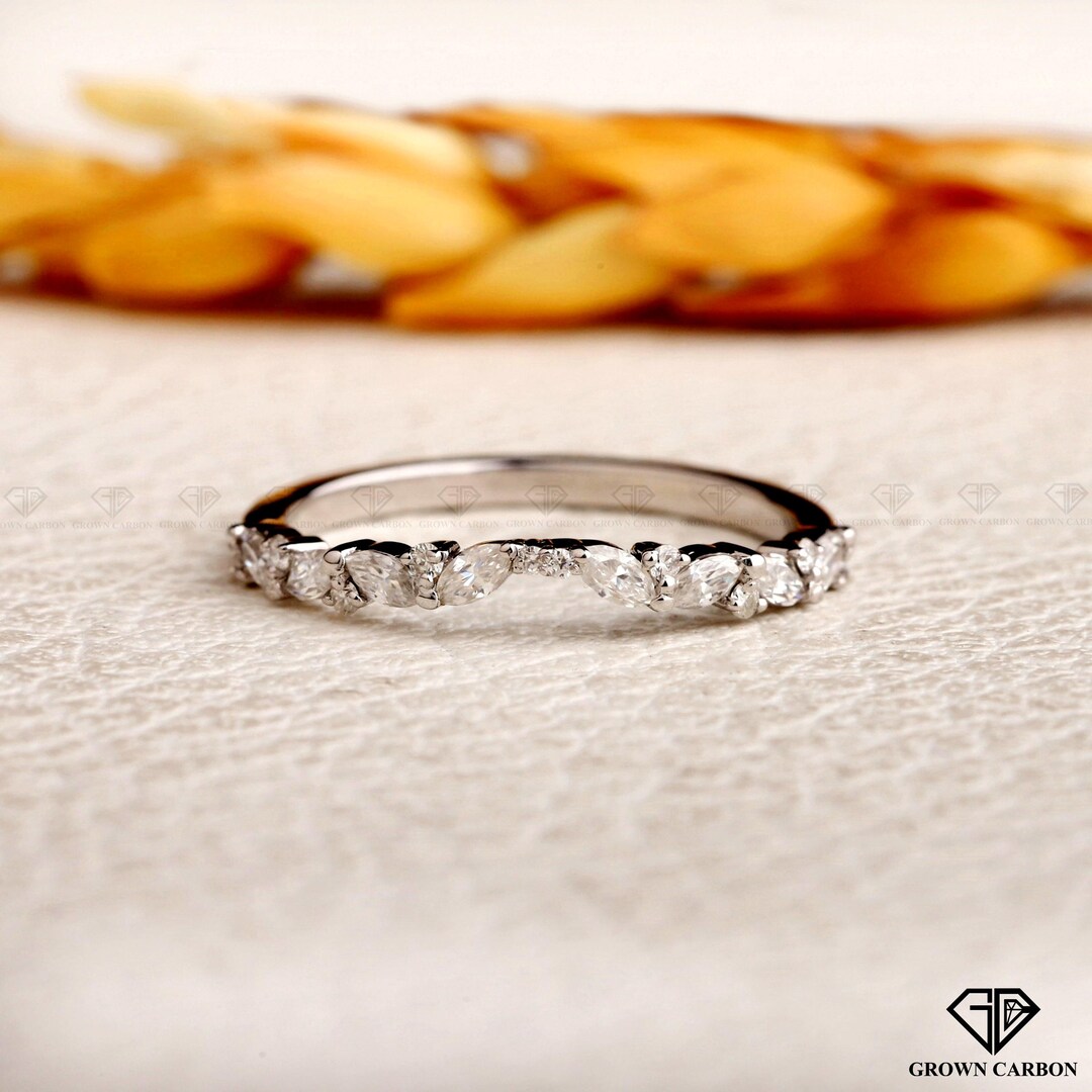 Low Set Marquise & Round Lab Grown Diamond Stacking Band | Custom 14K ...