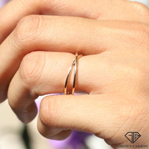 14k Gold Criss Cross Ring, Solid Gold Plain X Ring, Womens Gold Crossover Ring, Dainty Double Band Ring, Simple Everyday Ring, Gifts for Her