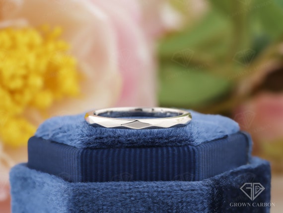 Platinum Wedding Band Platinum Anniversary Gift Platinum Ring 2mm Wide Faceted Platinum Wedding Eternity Band 14K/18K Solid White Gold Band