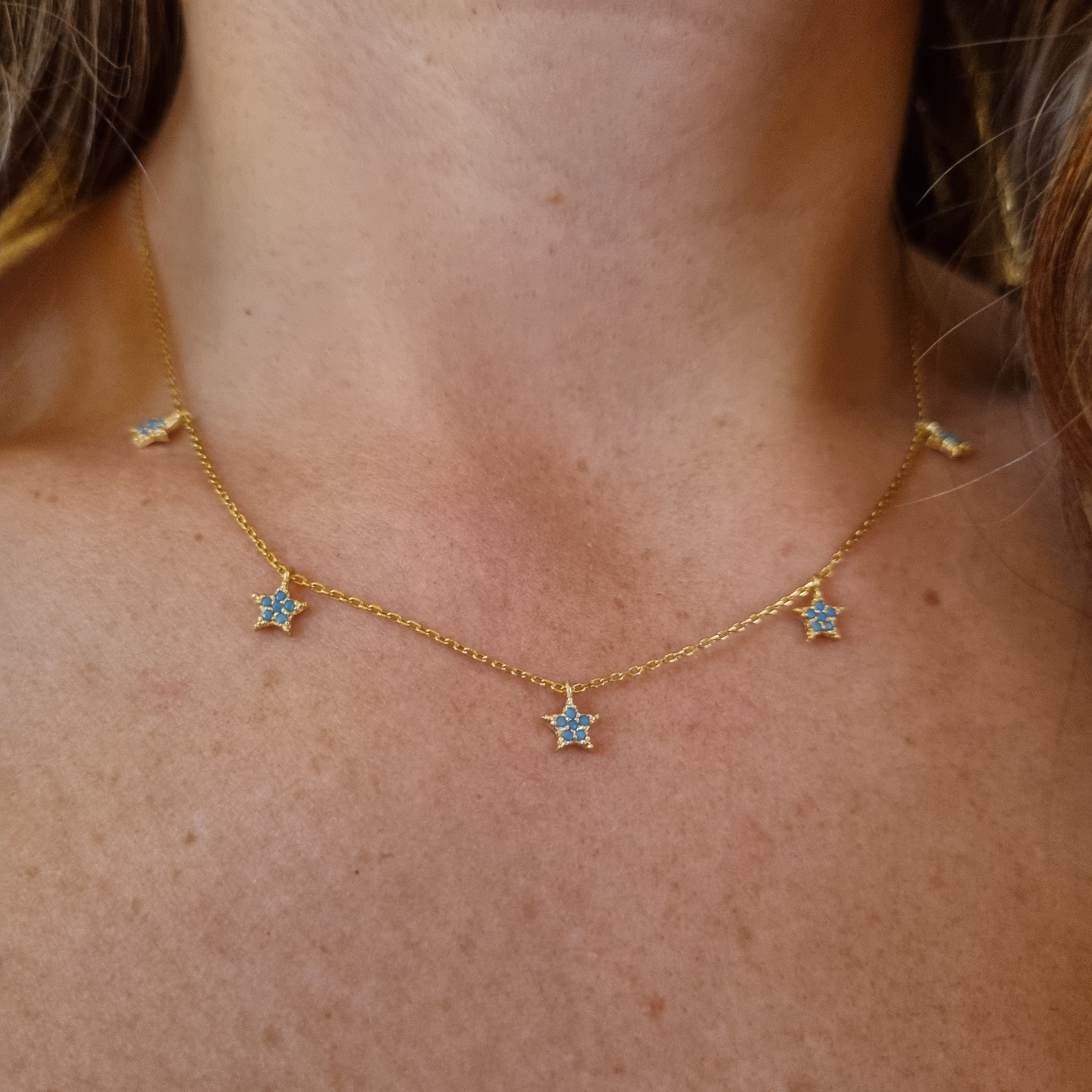 Gold Plated Silver 925 Turquoise Star 