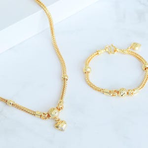 Thai Gold Jewelry Set, Necklace & Bracelet, 24K Gold Plated, Thai Dress Jewellery, Traditional Thai Jewelry