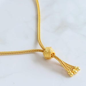 Thai Gold Necklace, Jewelry, Pendant, Womens, 24K Gold Plated, 3 Strand Twist Chain