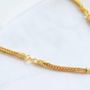 Thai Gold Halskette, Baht, Schmuck, Herren, Damen, 24K vergoldet, Fuchsschwanz 2 Gliederkette