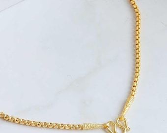 Collana in oro thailandese, catena Rolo, placcata oro 24K, uomo, donna