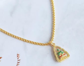 Thai Amulet Buddha Necklace, Pendant, Charm - 24K Gold Plated - Wealth, Money, Luck, Fortune, Protection, Spiritual, Mystical, Love