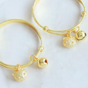 Thai Baby Anklets Bracelets With Bells, 24K Gold Plated, Baby, Kids, Toddler, Infant, Christening, Shower, Birth, Gift, Thailand, Cat Charm