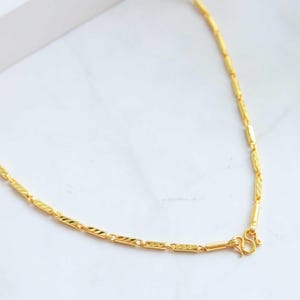 Thai Gold Necklace, Chain, Jewelry, Mens, Womens, 24K Gold Plated, Barrel Link