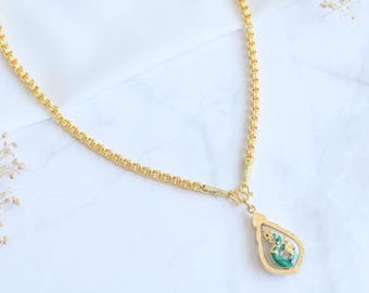 Thai Amulet Necklace - Pendant - 24K Gold Plated - Naga Erapatha - Protection, Wealth, Long life, Agility