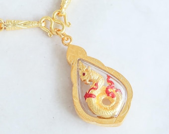 Thai Schutz Amulett Anhänger Halskette | 24K Vergoldet