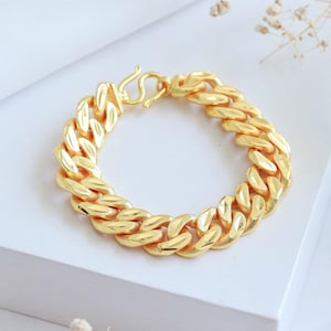 Thai Gold Bracelet, Jewelry, Mens, Womens, 24K Gold Plated, 50 Grams