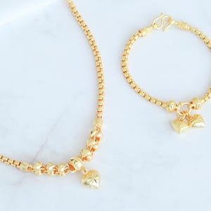 Thai Gold Bracelet and Necklace, 24K Gold Plated, Jewelry, Womens, Thai Dress Jewellery, Traditional Thai Jewelry