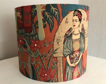 Frida in the Garden (Terracotta): Botanical lampshade, tropical decor, lampshade for table lamp, pendant shade, lampshade, funky lamp