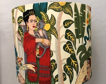 Frida Kahlo Lampshade: Handmade Boho Tropical Garden Decor
