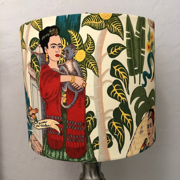 Frida in the Garden: Boho lampshade, tropical decor, garden, lampshade for table lamp, pendant shade, lampshade, funky lamp