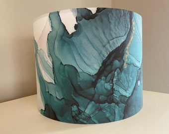 Teal Watercolors Lampshade: turquoise lampshade, home decor, lampshade for table lamp, pendant shade, lampshade, funky lamp