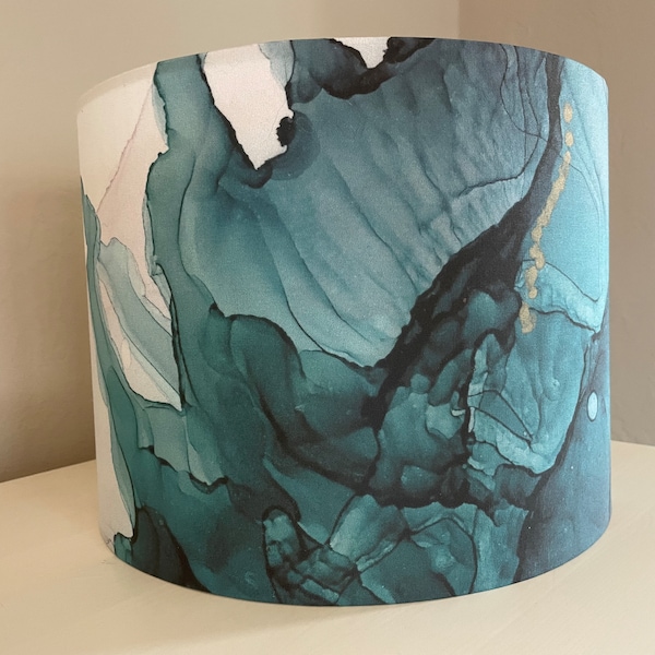 Teal Watercolors Lampshade: turquoise lampshade, home decor, lampshade for table lamp, pendant shade, lampshade, funky lamp