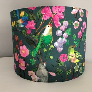 Springtime Birds Lampshade: Bird and Flowers Table Lampshade & Pendant Lampshade; Floral Light Shade