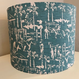 Horse Show Lampshade: turquoise lampshade, home decor, lampshade for table lamp, pendant shade, lampshade, funky lamp