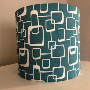 Mid-century Turquoise Lampshade: Funky lampshade for table, floor, or pendant lamps; retro lampshade, midcentury
