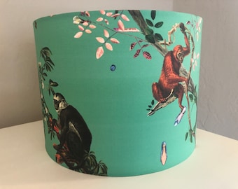 Madcap Monkeys: Funky lampshade for table, floor, or pendant lamps; boho lampshade; whimsical decor