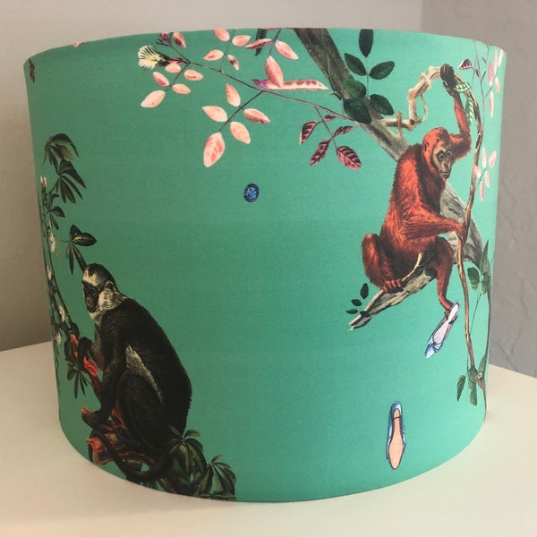 Madcap Monkeys: Funky lampshade for table, floor, or pendant lamps; boho lampshade; whimsical decor