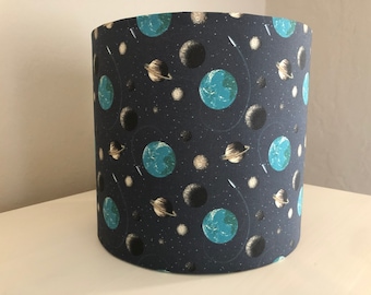 Among the Planets Lampshade: Table Lampshade, Pendant Lampshade, Floor Lampshade; Space Nursery or Kids Room