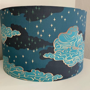 Blue Night Sky Lampshade: Handmade Cloud Drum Shade image 4